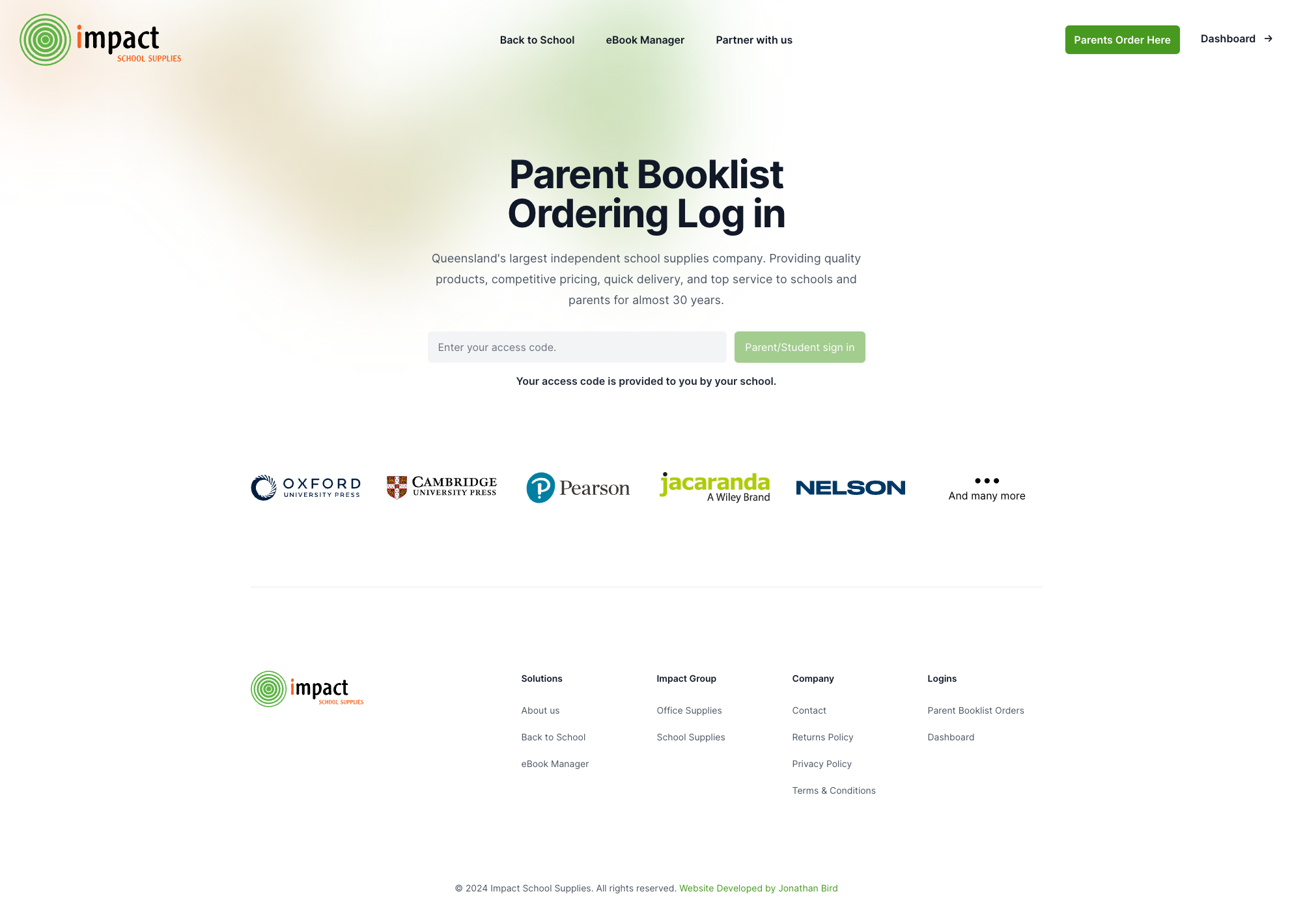 Impact School Supplies Parent Booklist Design